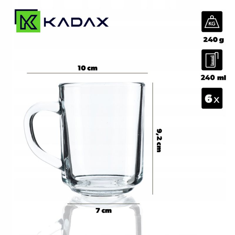 Szklanki KADAX Do Herbaty Kawy 240ml Komplet 6szt