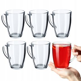 Szklanki KADAX Do Herbaty Kawy 350ml Soku Szklanka Zestaw Kubki Z Uchem 6 szt.