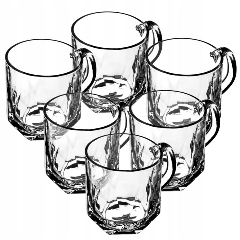 Szklanki KADAX Do Kawy Herbaty 300ml Napojów Szklanka Z Uchem Zestaw Szklanek 6 szt.
