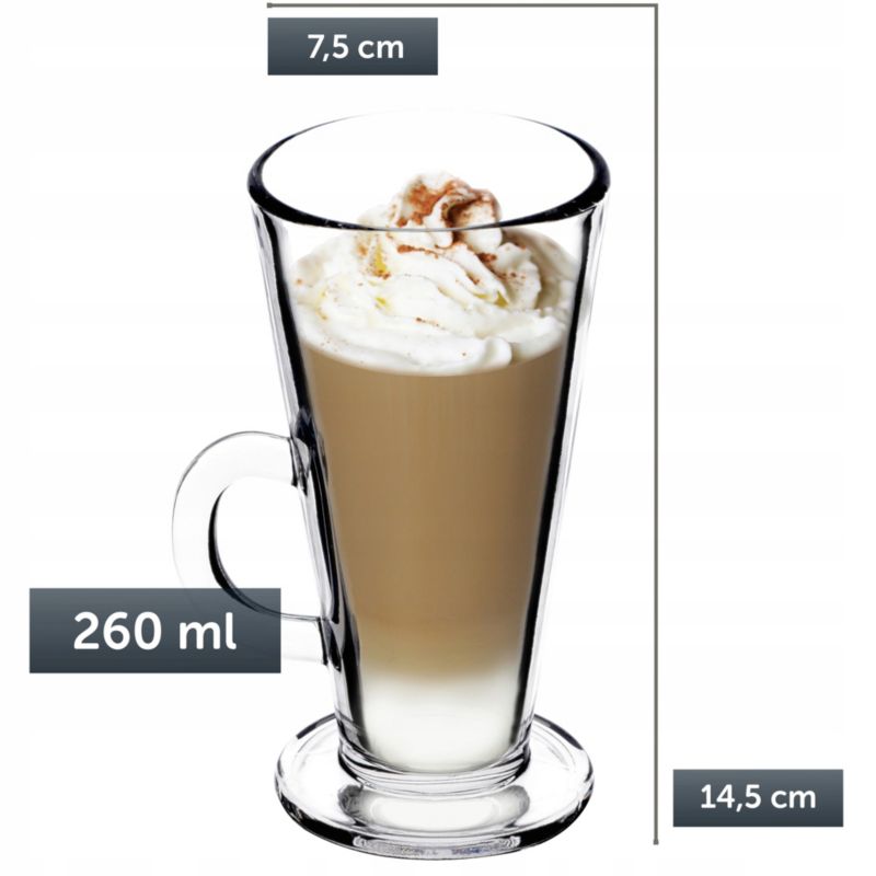 Szklanki KADAX Do Kawy Latte Napojów Zestaw 260ml 6 szt