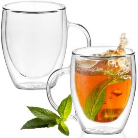 Szklanki z podwójnym dnem Springos termiczne kubki 300 ml na kawę herbatę 2 szt.