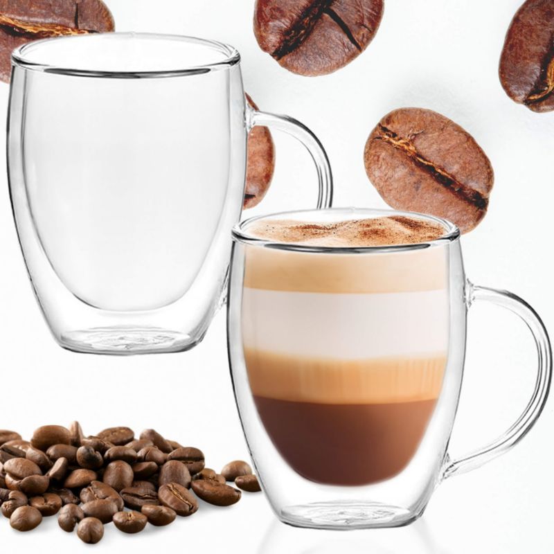 Szklanki z podwójnym dnem Springos termiczne kubki 300 ml na kawę herbatę 2 szt.