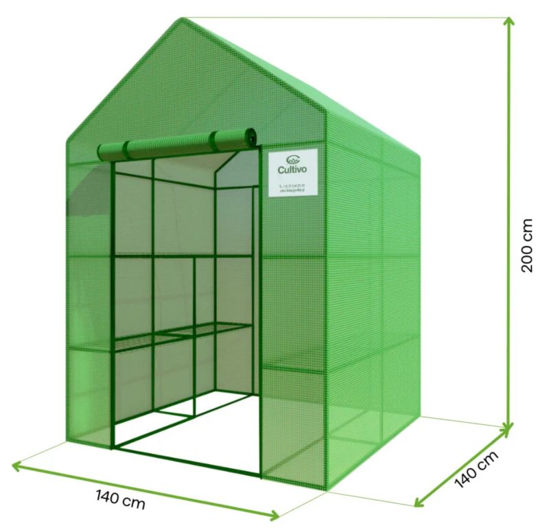 Szklarnia Cultivo Tunel Foliowy Regał 8 Półek 140x140 Zielony 1 szt