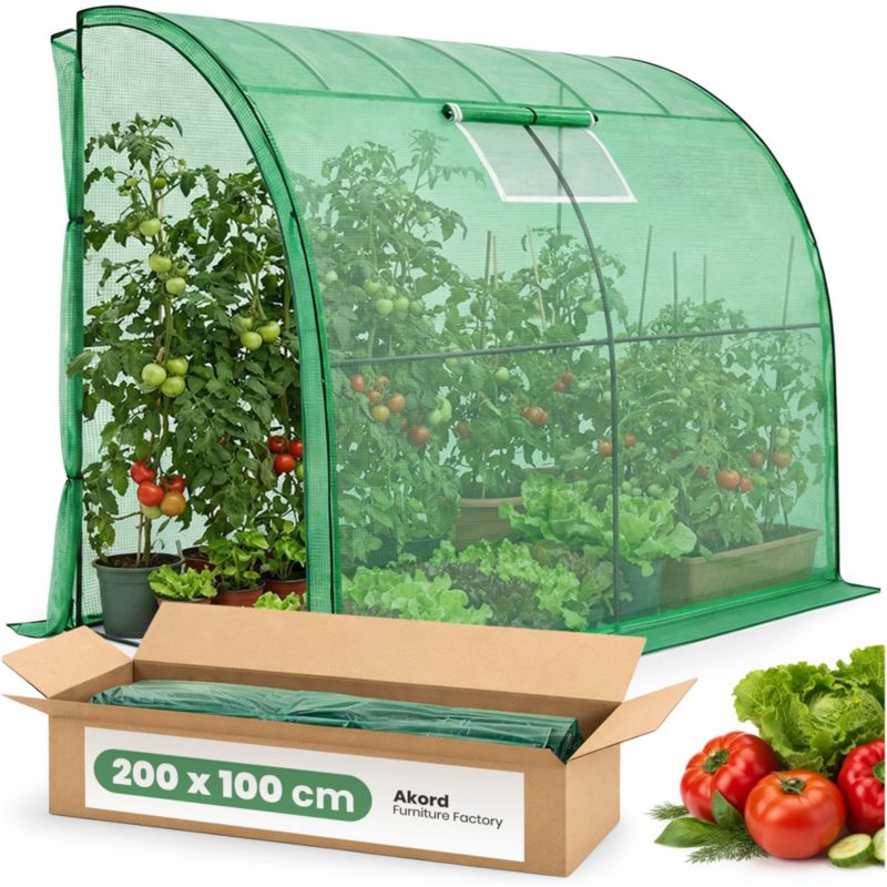 Szklarnia ogrodowa foliowa przyścienna AKORD 1 drzwi 1 okno Zielona 100x200x210 cm 1 szt.