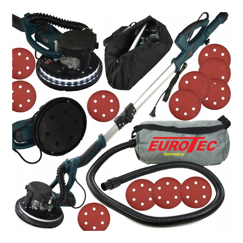 Szlifierka do gipsu i gładzi Eurotec 225 mm 2350 W LED z odsysaniem pyłu 1 szt.
