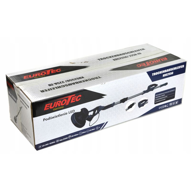 Szlifierka do gipsu i gładzi Eurotec 225 mm 2350 W LED z odsysaniem pyłu 1 szt.