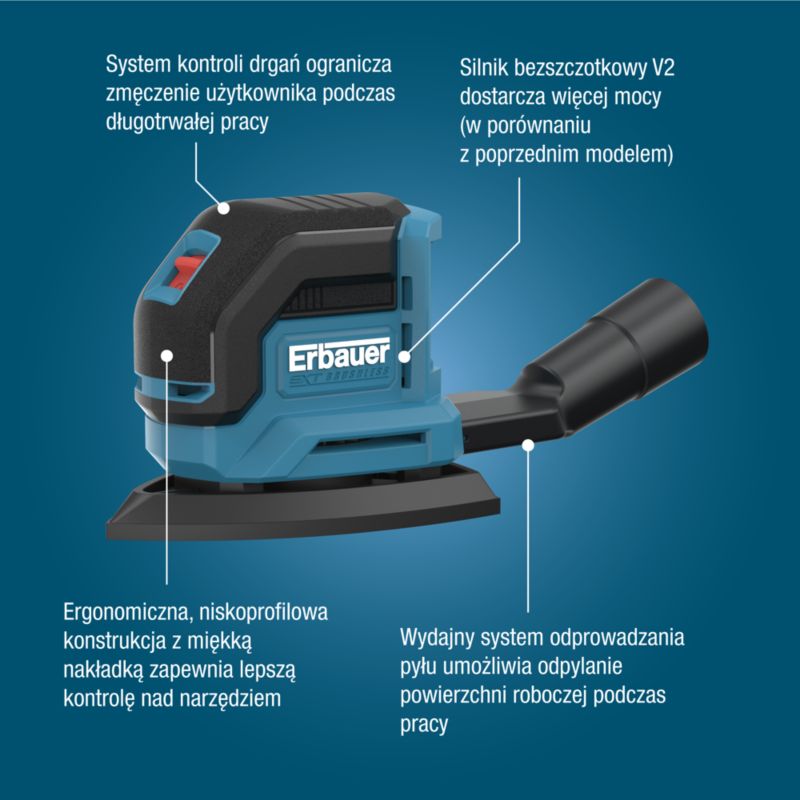 Szlifierka oscylacyjna Erbauer G2 18 V bez akumulatora