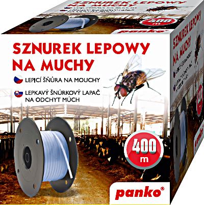 Sznurek lepowy panko na muchy i muchówki dł. 400 metrów do obory chlewni stajni szklarni 1 szt.