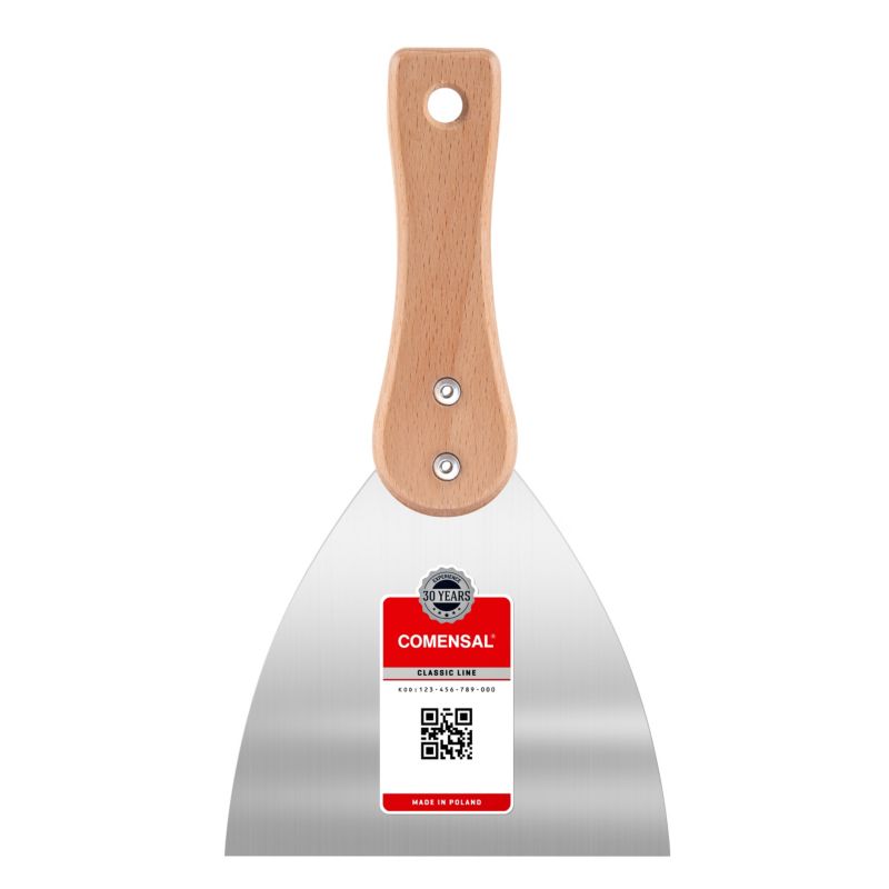 Szpachelka nierdzewna Comensal z drewnianym uchwytem 120 mm