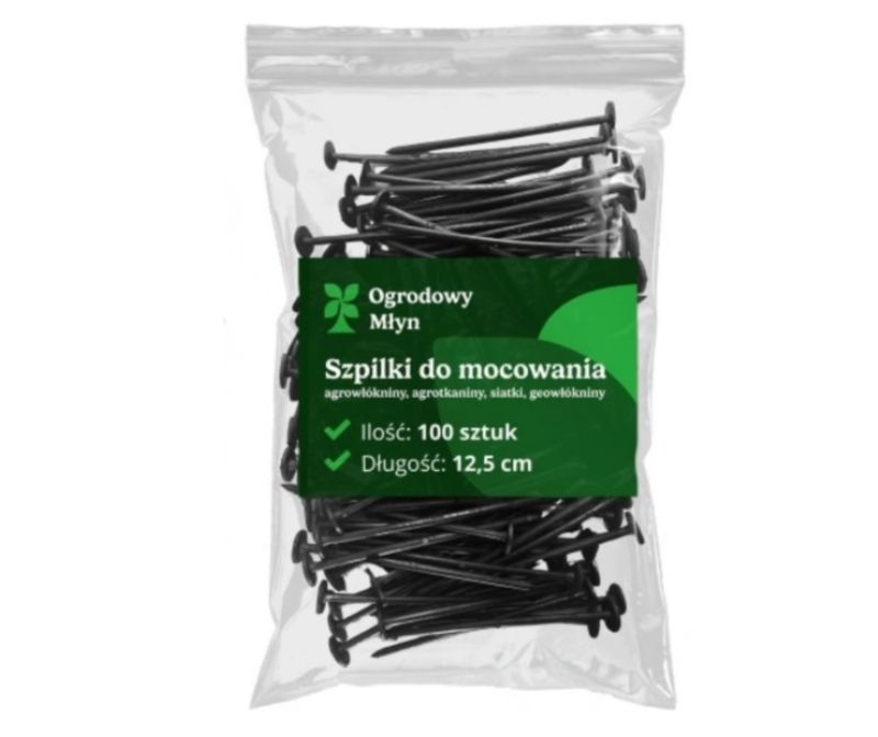 Szpilki Ogrodowy Młyn do agrowłókniny agrotkaniny geowłókniny 12,5cm gładkie 100 szt