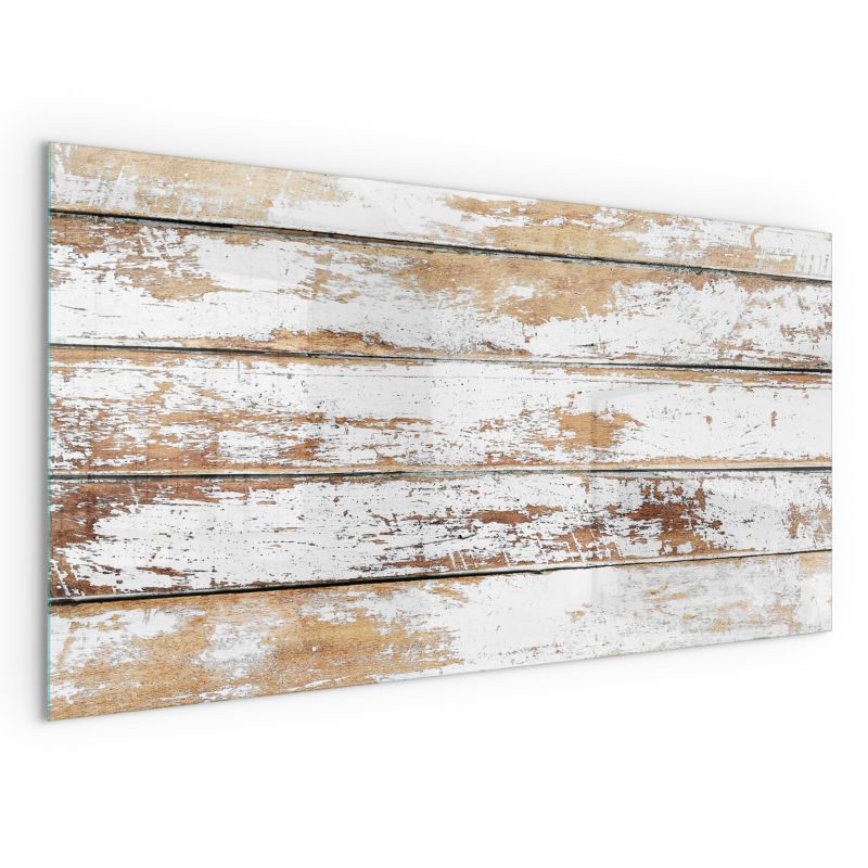 Szyba Ochronna Hartowana Wallfluent 120x60 cm Podkład Szklany pod Kominek Zniszczona drewniana deska 1 szt.