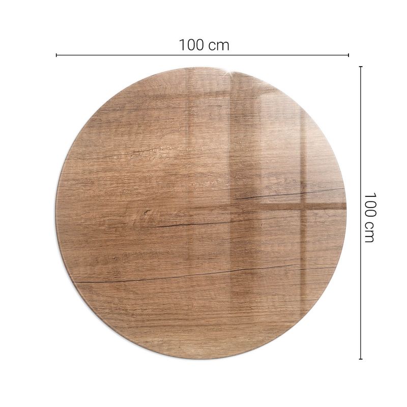 Szyba Okrągła przed Kominek Wallfluent fi100 cm Ochrona Podłogi przed Żarem Naturalny wzór drewna 1 szt.