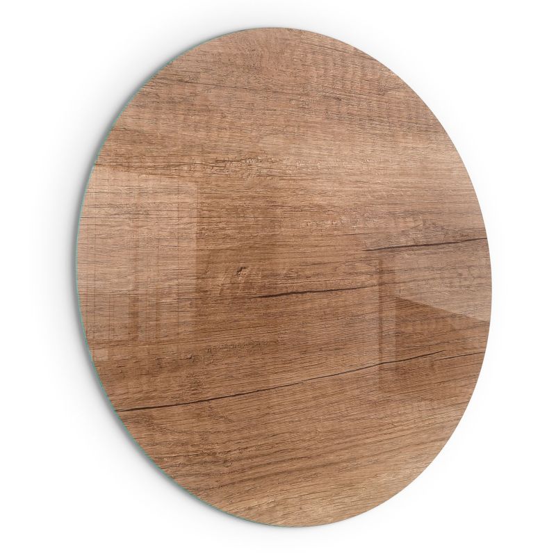 Szyba Okrągła przed Kominek Wallfluent fi80 cm Ochrona Podłogi przed Żarem Naturalny wzór drewna 1 szt.