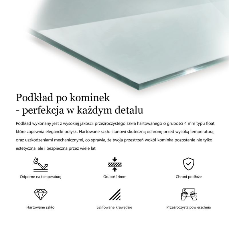 Szyba prostokątna Tulup 100x50 cm Ochrona Podłogi przed Żarem 1 szt.