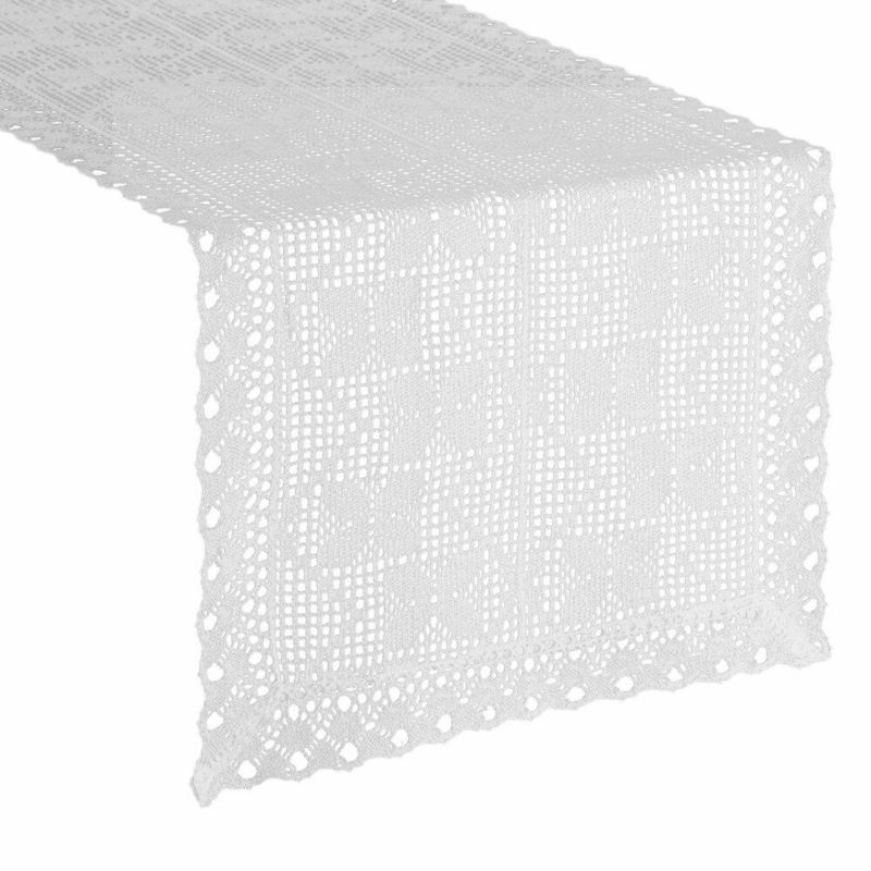 Szydełkowy bieżnik MARTHA Eurofirany 40 x 180 cm biały ażurowy w stylu boho 1 szt.