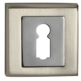 Szyld drzwiowy Schaffner Larga krótki na klucz nikiel satyna/chrom