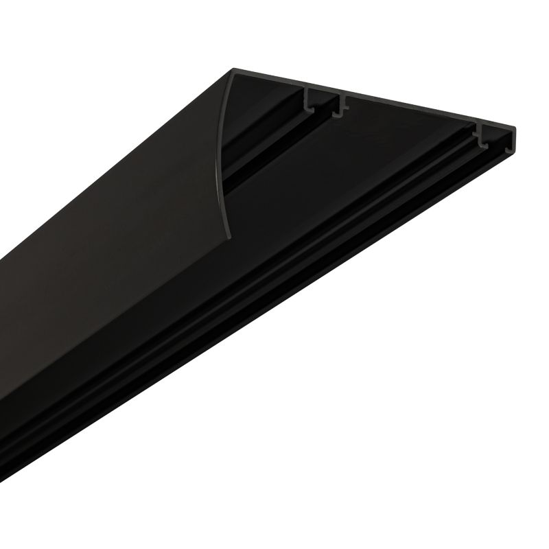 Szyna Sufitowa 2-tor z Osłoną Szeroki Rozstaw KOWALSKI Aluminiowa Czarna 720 cm ślizg z agrafką kpl.