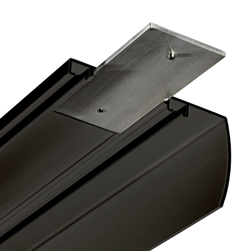 Szyna Sufitowa 2-tor z Osłoną Szeroki Rozstaw KOWALSKI Aluminiowa Czarna 720 cm ślizg z agrafką kpl.