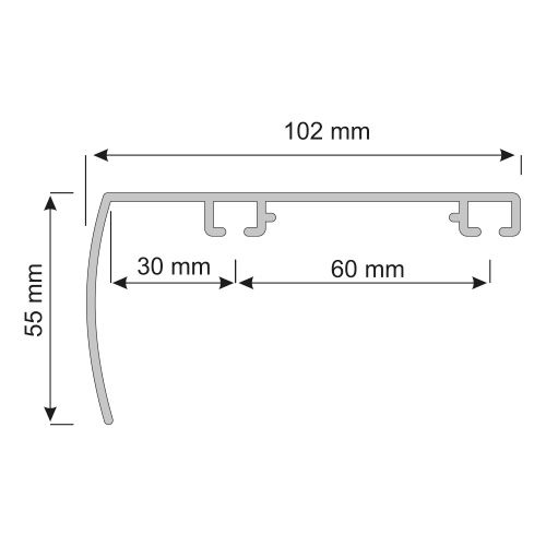 Szyna Sufitowa 2-tor z Osłoną Szeroki Rozstaw KOWALSKI Aluminiowa Czarna 720 cm ślizg z agrafką kpl.