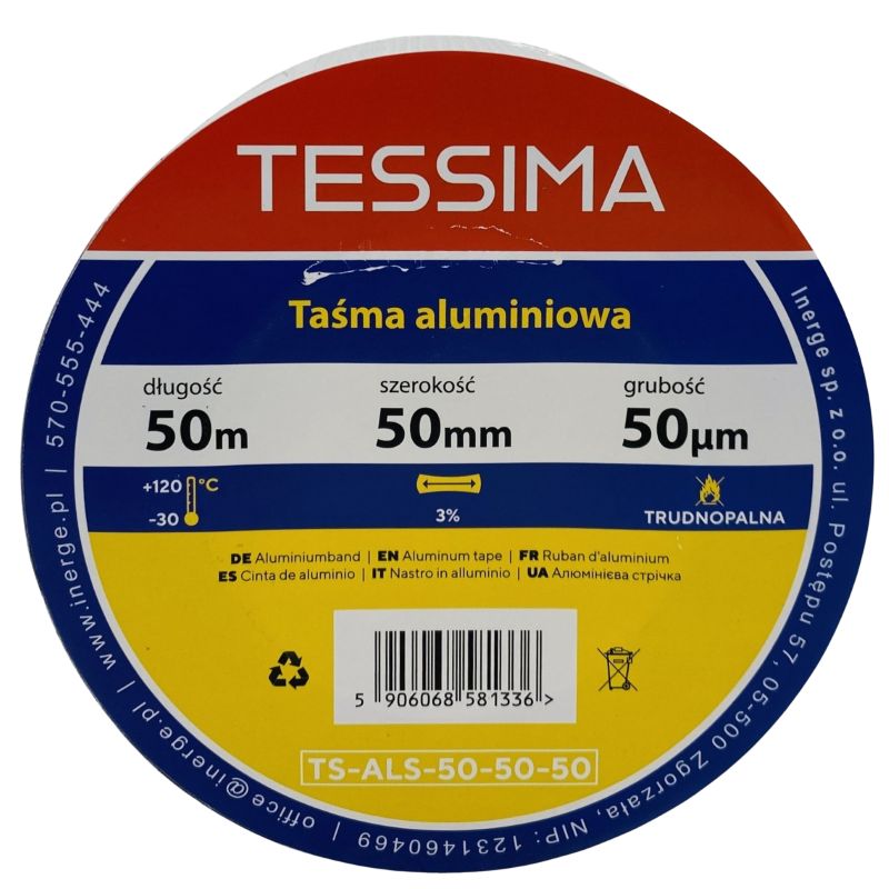 Taśma aluminiowa 50m 50mm 0.05mm tessima 1 szt.