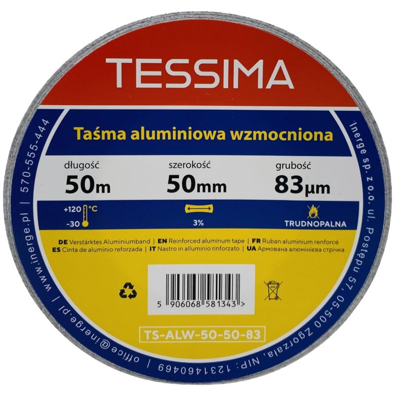 Taśma aluminiowa wzmocniona 50m 50mm 0.083mm tessima 1 szt.