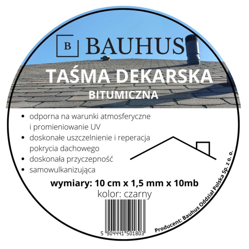 Taśma bitumiczna Bauhus dekarska wodoodporna czarna 10 cm 1 szt.