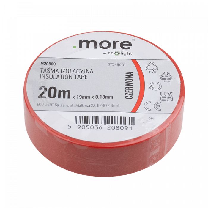 Taśma Izolacyjna Eco Light 19Mmx0,13Mm Czerwona 20M M20809 1Szt