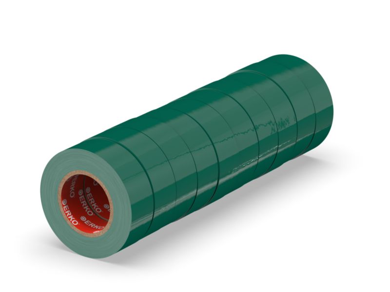 Taśma izolacyjna ERKO 15 mm x 10 m zielona 10 szt.