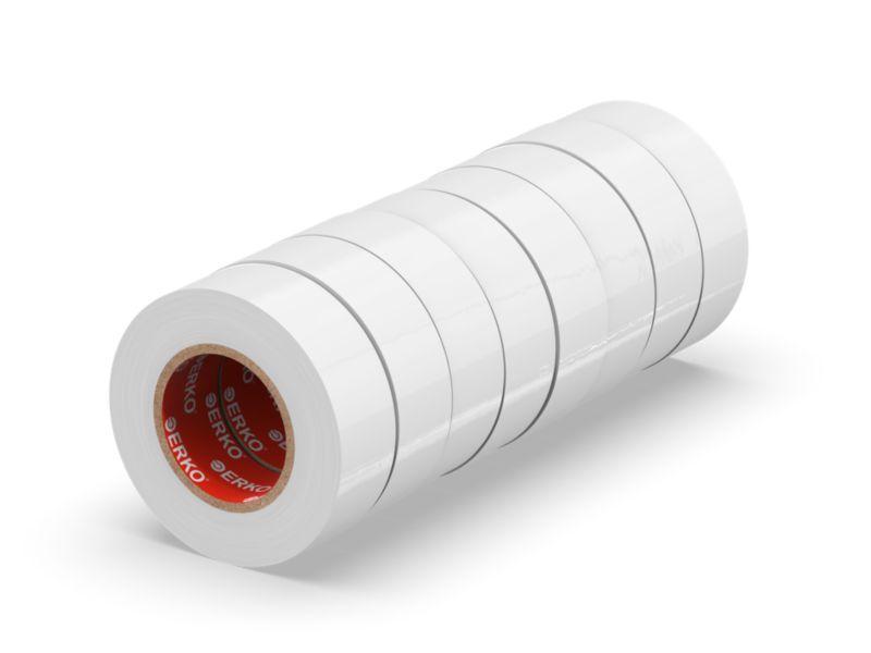 Taśma izolacyjna ERKO 19 mm x 20 m biała 8 szt.