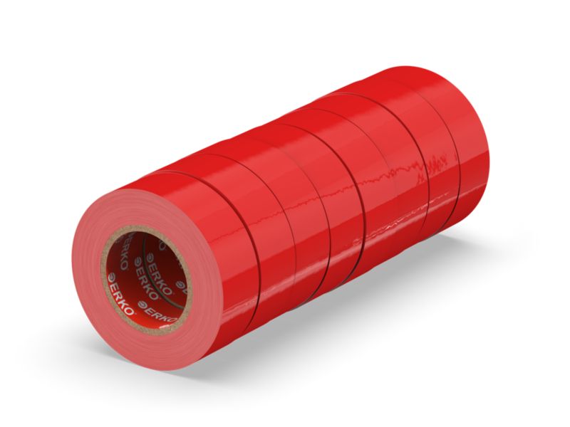 Taśma izolacyjna ERKO 19 mm x 20 m czerwona 8 szt.