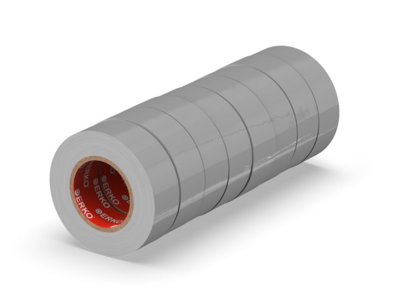 Taśma izolacyjna ERKO 19 mm x 20 m szara 8 szt.