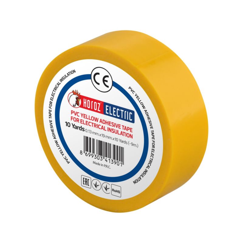 Taśma izolacyjna HOROZ elektroizolacyjna PVC 19mmx9m żółta 1szt.