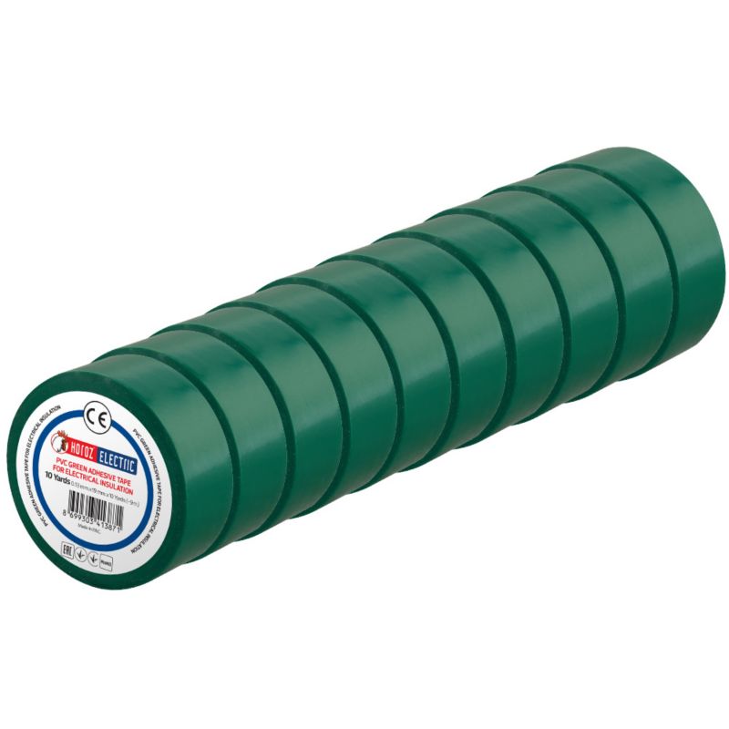 Taśma izolacyjna HOROZ elektroizolacyjna PVC 19mmx9m zielona 10szt.