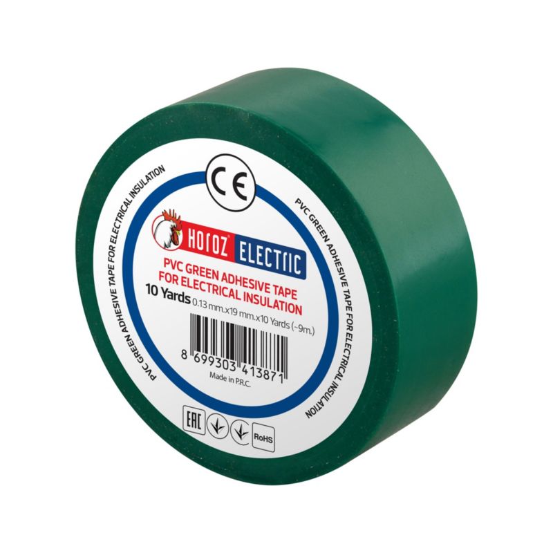 Taśma izolacyjna HOROZ elektroizolacyjna PVC 19mmx9m zielona 1szt.