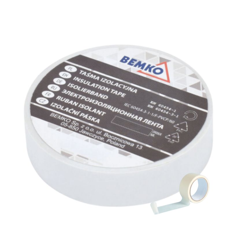 Taśma Izolacyjna Pcv 20M Duża Biała E30-Pvc1920Wh Wytrzymała Bemko 1 szt