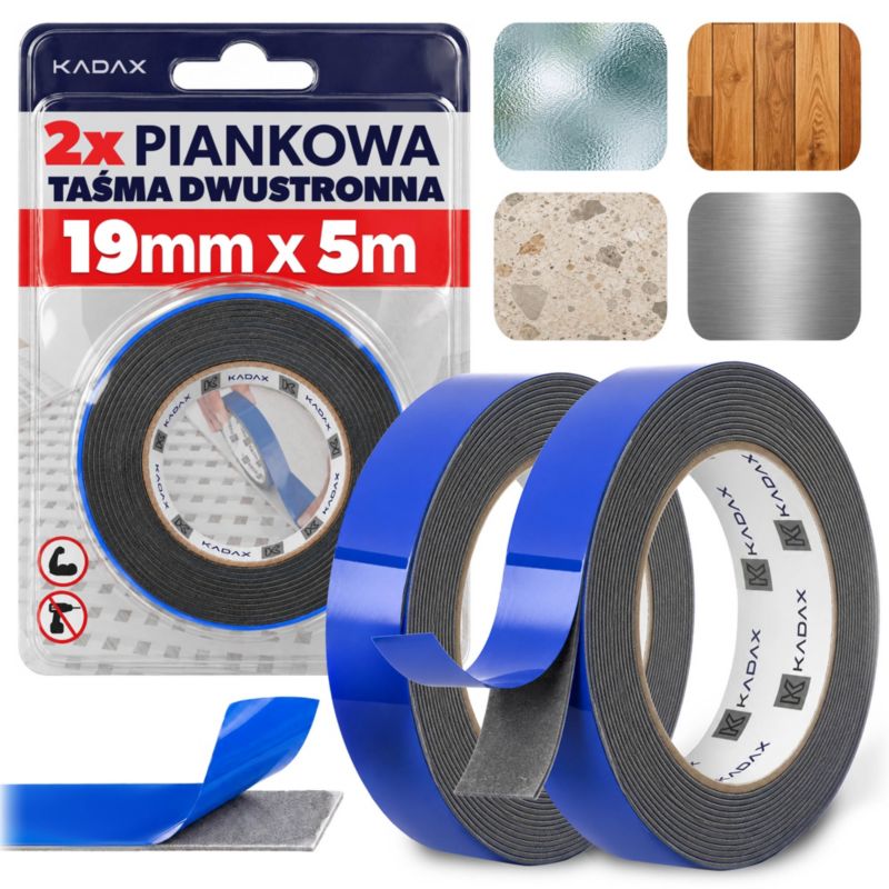 Taśma KADAX piankowa dwustronna montażowa 5m x 19mm 2 szt.