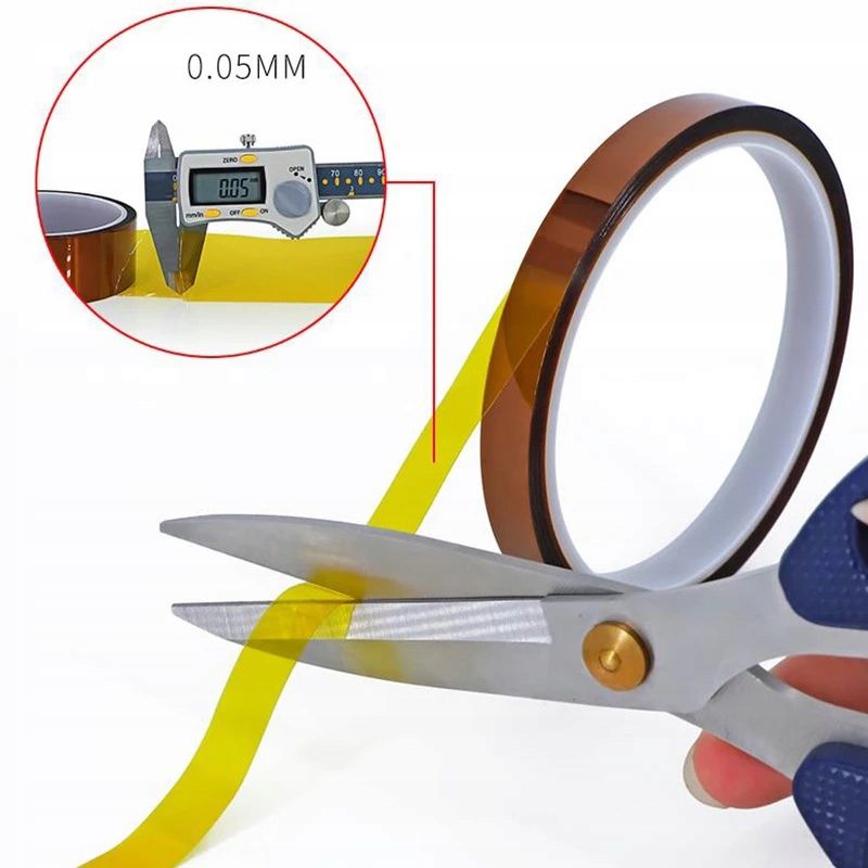 Taśma Kaptonowa 10mm 0, 05mm x 30m - Wysoka Odporność na Temperaturę do 240C, Silikonowy Klej, Ochrona Elektroniki, 1 szt.