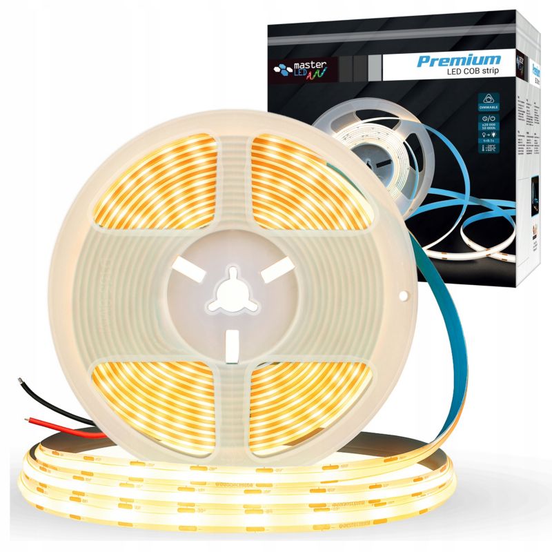 Taśma LED MasterLED COB NEON 5m 12V 2700K ciepła biel IP20 1600 diod rolka pasek linia 1 szt.