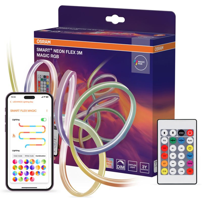 SMART WIFI NEON FLEX LED pásek 3m MGC RGB RC OSRAM, 15 W, 1 ks.