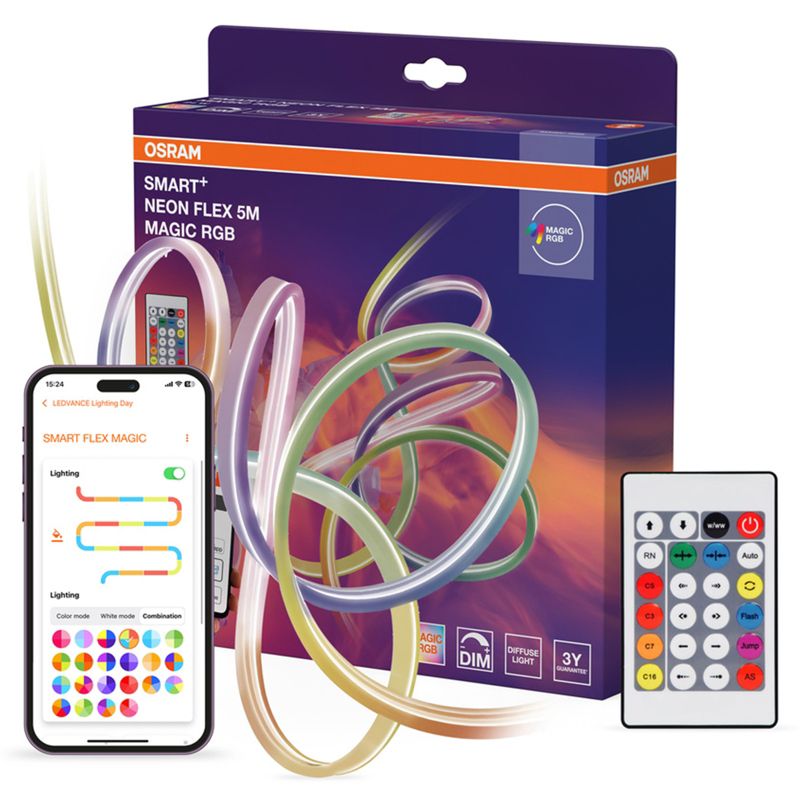 SMART WIFI NEON FLEX LED pásek 5m MGC RGB RC OSRAM, 24 W, 1 ks.