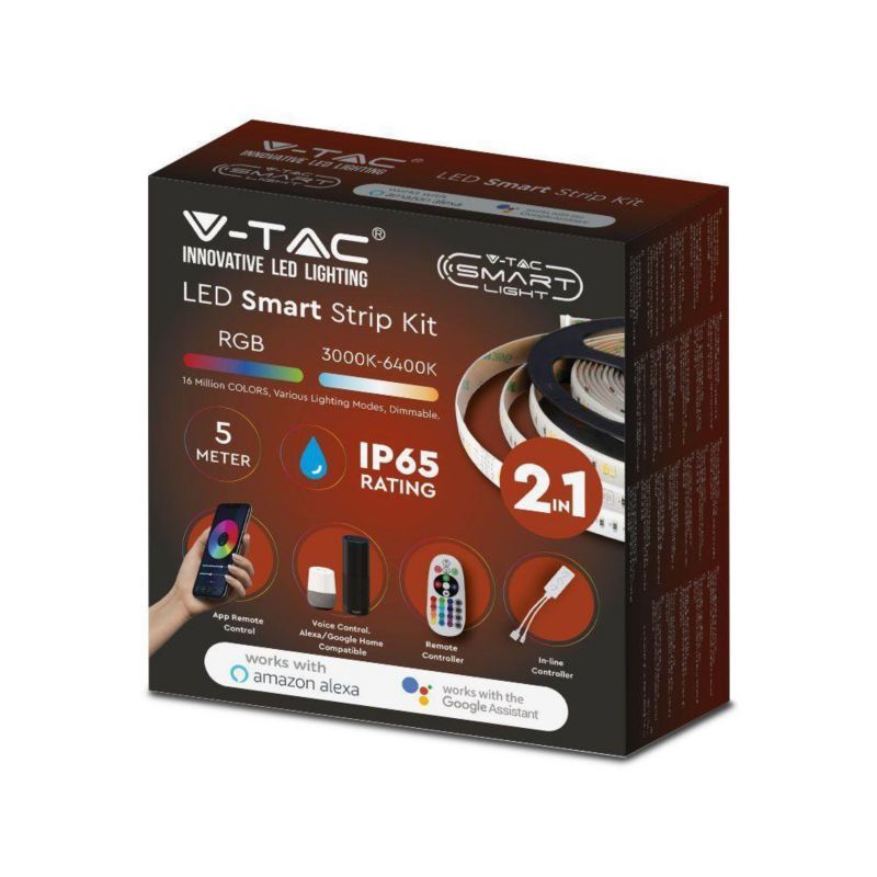 LED pásek Set RGBW CCT SMD5050/54 28W IP65 Alexa SMART VT-5050 54-EU RGB+2700K-6400K 280lm V-TAC 1 ks.