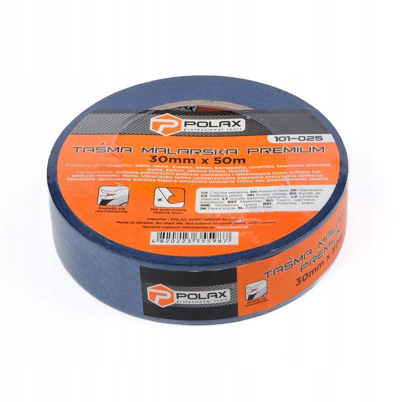 Taśma malarska Polax Premium papierowa niebieska 30mm 50m 1szt.