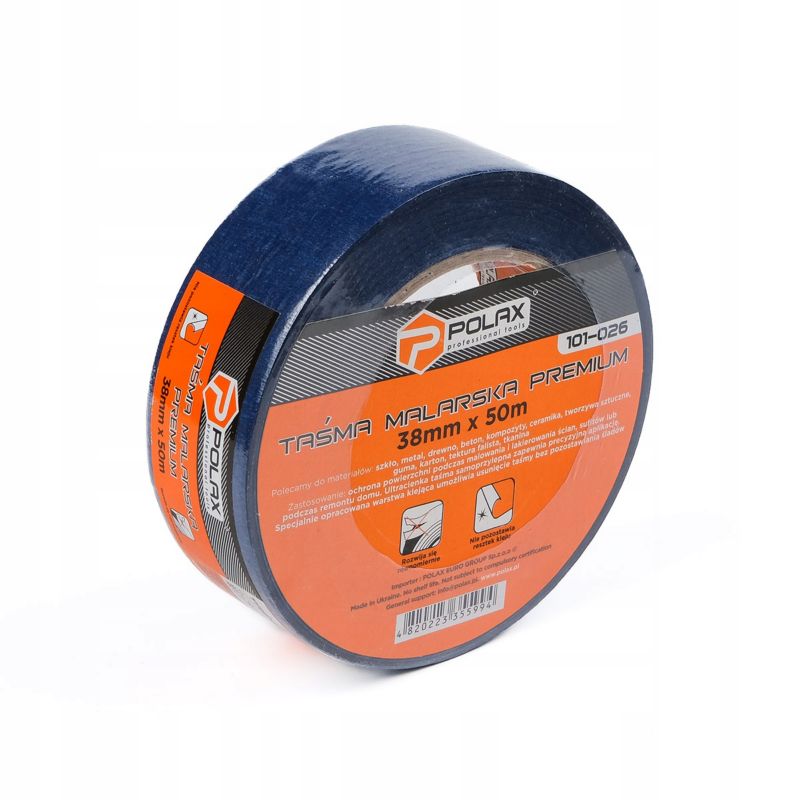 Taśma malarska Polax Premium papierowa niebieska 38mm x 50m 1szt.