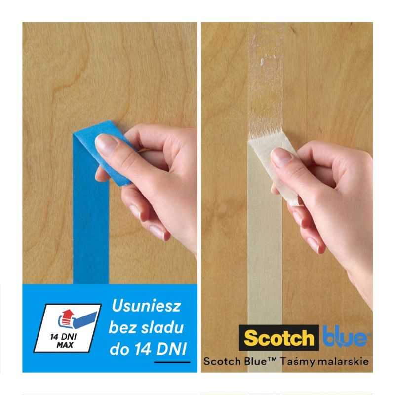 Taśma malarska ScotchBlue™ do różnych powierzchni, 48 mm x 41 m, 70% PEFC, SGSCH-PEFC-COC-110078 4 rolki