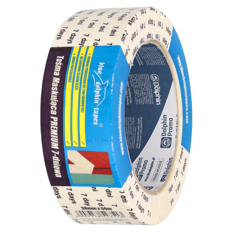 Taśma maskująca, Blue Dolphin, PREMIUM 7-dniowa, 38mm x 50m