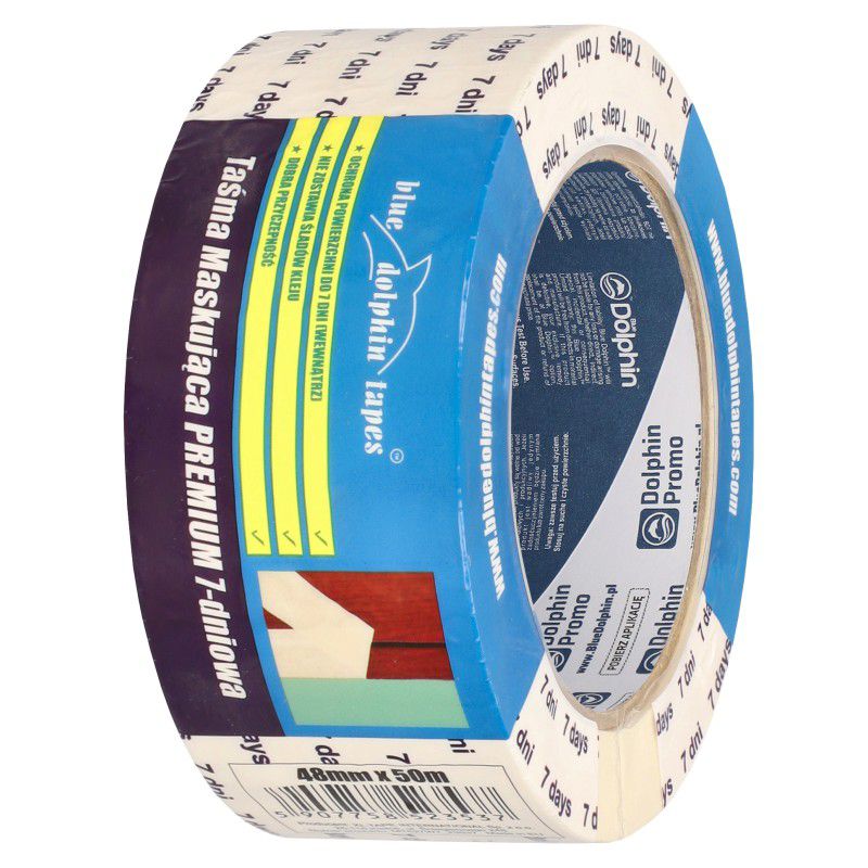 Taśma maskująca, Blue Dolphin, PREMIUM 7-dniowa, 48mm x 50m