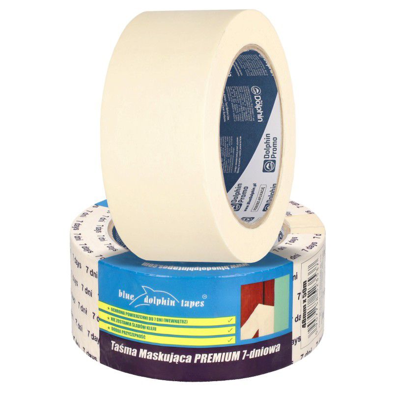 Taśma maskująca, Blue Dolphin, PREMIUM 7-dniowa, 48mm x 50m