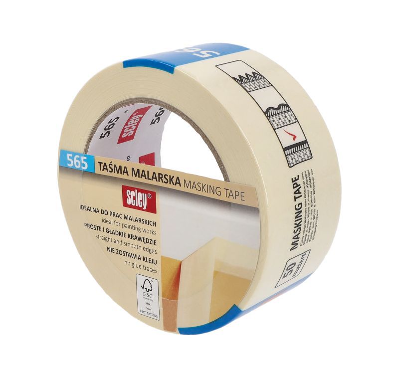 Taśma maskująca długa Scley 48mm x 50m seria 565 do odcinania kolorów 1 szt.