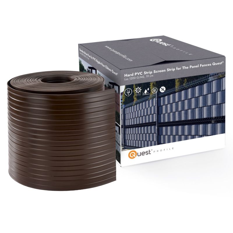 Taśma ogrodzeniowa PCV 19cm, listwa do ogrodzeń panelowych premium, 900 g/m2, RAL 8017, brąz, 26m