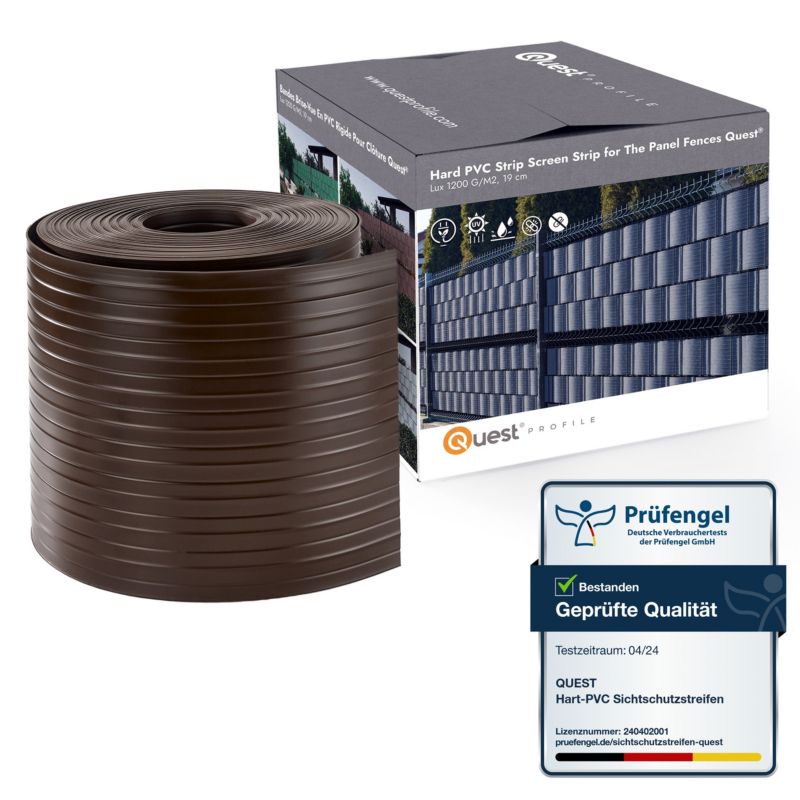 Taśma ogrodzeniowa PCV 19cm, listwa do ogrodzeń panelowych premium, 900 g/m2, RAL 8017, brąz, 26m